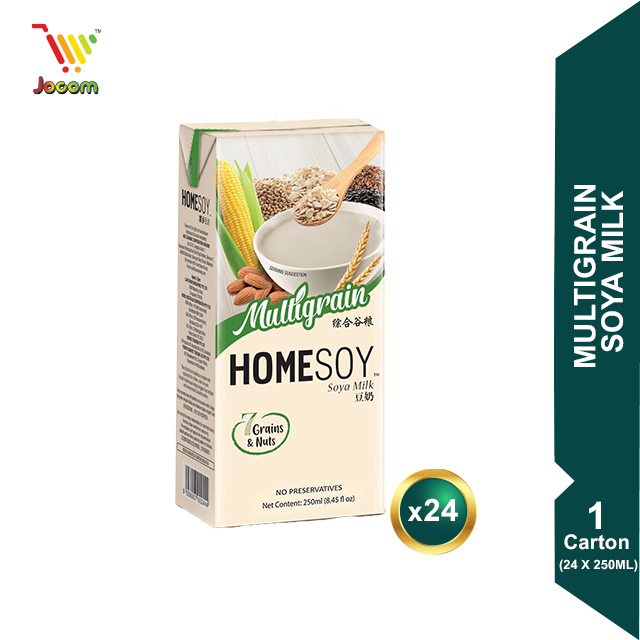 HOMESOY MultiGrain Soya Milk 1 Carton (24 x 250ml) [KL & Selangor Delivery Only] (exp: 11/5/2024)