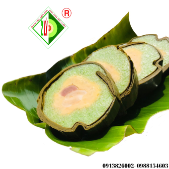 Bánh Tét Bồ Ngót  (đậu xanh-thịt mỡ) [Bánh tét Trà Cuôn Hai Lý tại Trà Vinh]