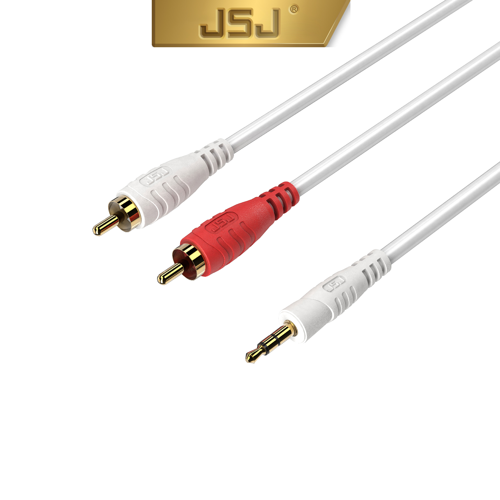 Dây tín hiệu đầu 3 ly (3.5mm) ra 2 đầu bông sen (AV/RCA) JSJ 3321 dài 1.8m - 15m thiết kế dạng 3 đầu dây đúc liền mạch dễ uốn cong đầu nối mạ vàng đảm bảo tín hiệu truyền tải ổn định nhanh