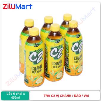 Lốc 6 chai nước trà C2 nhiều vị loại 455ml