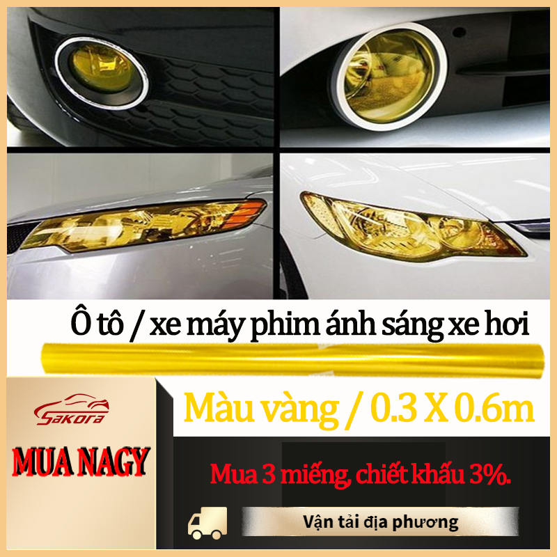 [HCM]Film dán đèn xe ô tô cao cấp nhiều màu sắc 30X60CM Chất liệu ca cấp Độ bám dính cao Dễ sử dụng (màu vàng)