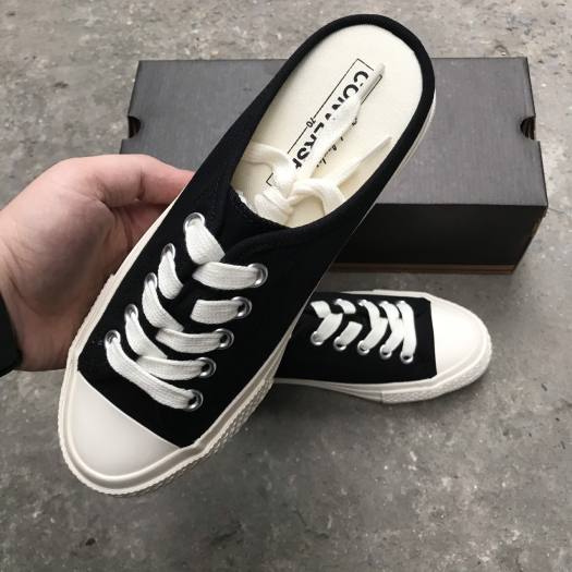 FULL BILL BOX Giày Converse Đạp Gót Thời Trang Nữ Màu Đen/Trắng