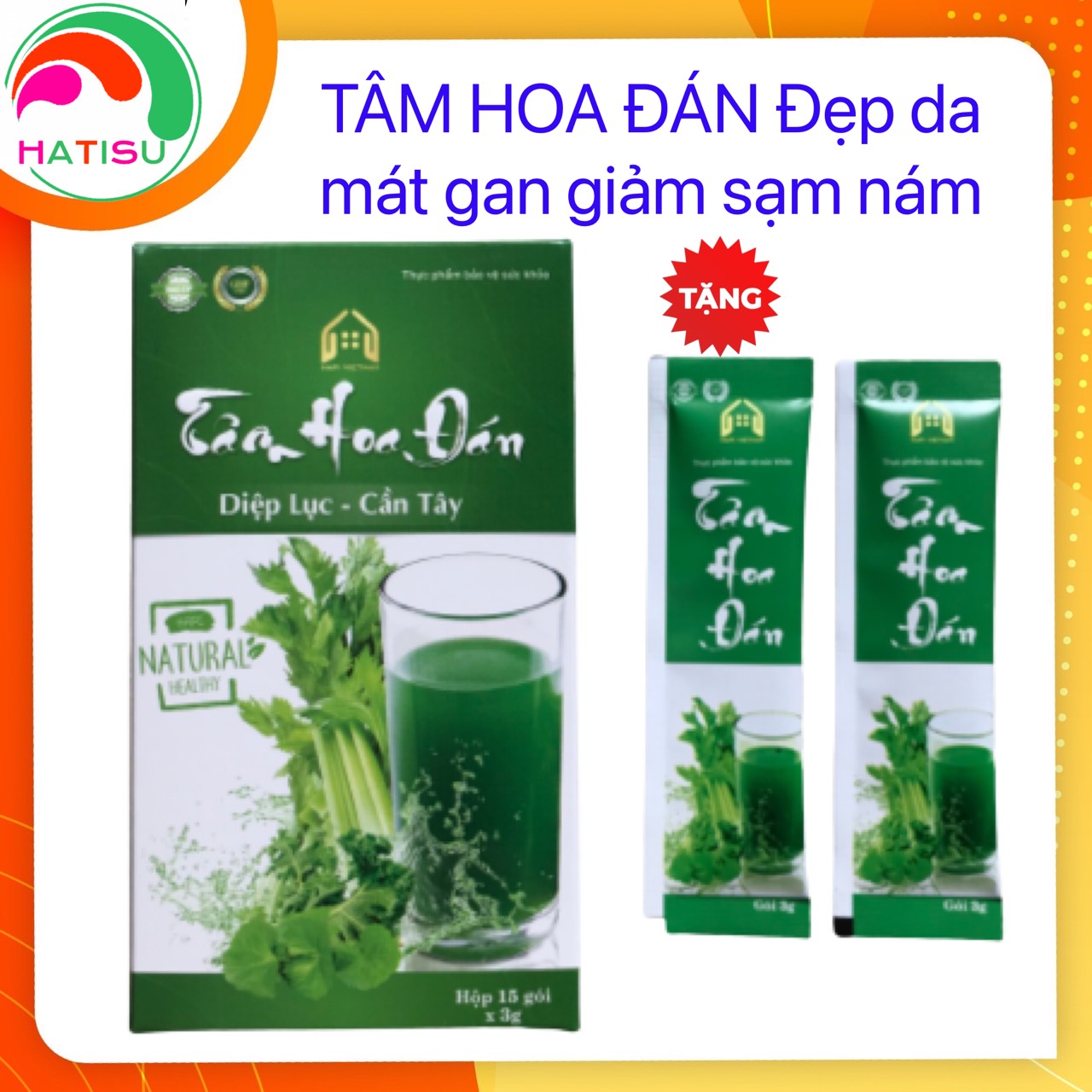 Tâm hoa đán diệp lục - cần tây – collagen- hatisu đẹp da-mát gan