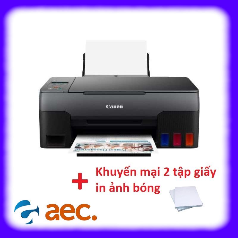 Máy in phun màu Canon G2020 đi kèm 4 bình mực Hàn Quốc + Khuyến mại 2 tập giấy in ảnh bóng