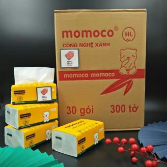 1 thùng 30 bịch khăn giấy rút Momoco bỏ túi 300 tờ/3 lớp siêu dai mềm mịn - Giấy rút trắng loại 1 bịch nhỏ