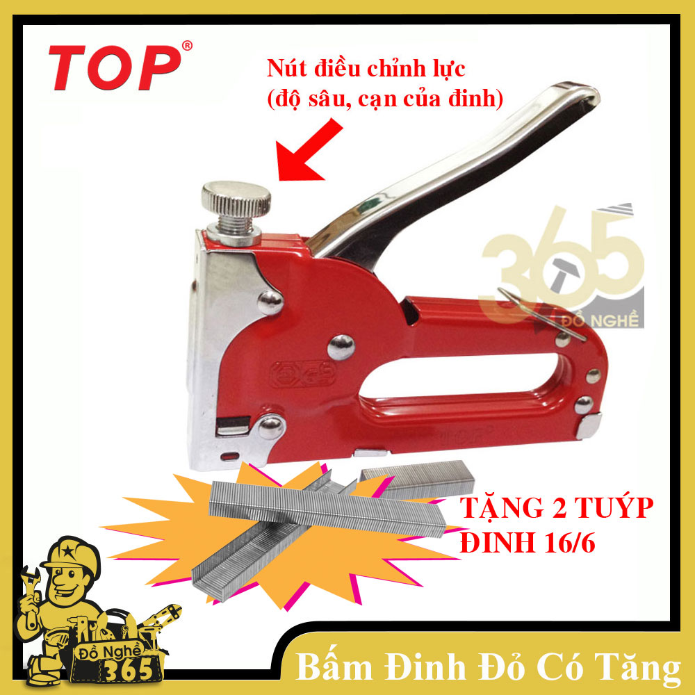 Kìm bấm gỗ đỏ có tăng TOP , dụng cụ sử dụng đinh 16/6,16/8 chuyên bấm ghim lên các bề mặt gỗ, nhựa... có thể bấm yên xe, ghế salon, bấm dây tiêu...