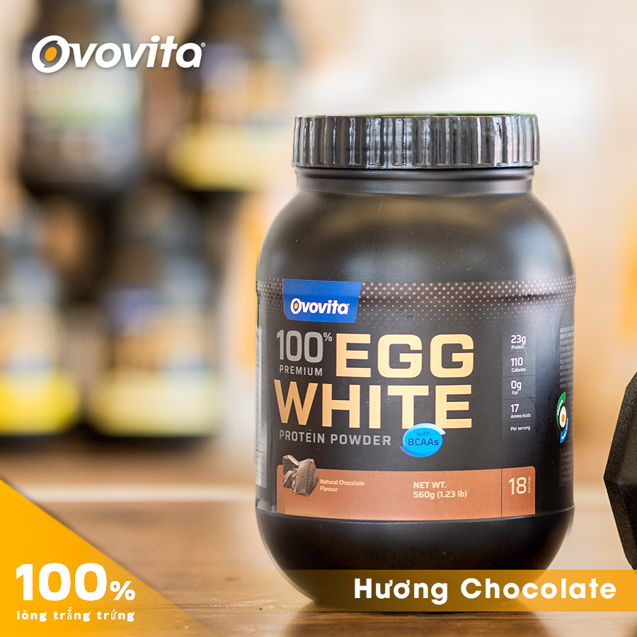 Bột protein lòng trắng trứng OVOVITA cao cấp vị chuối bổ sung BCAA hổ trợ tắng cơ hũ 560gr tiện lợi