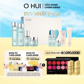 Bộ cấp nước dưỡng ẩm da sáng toàn diên 9 món OHUI Miracle Aqua Set 424ml