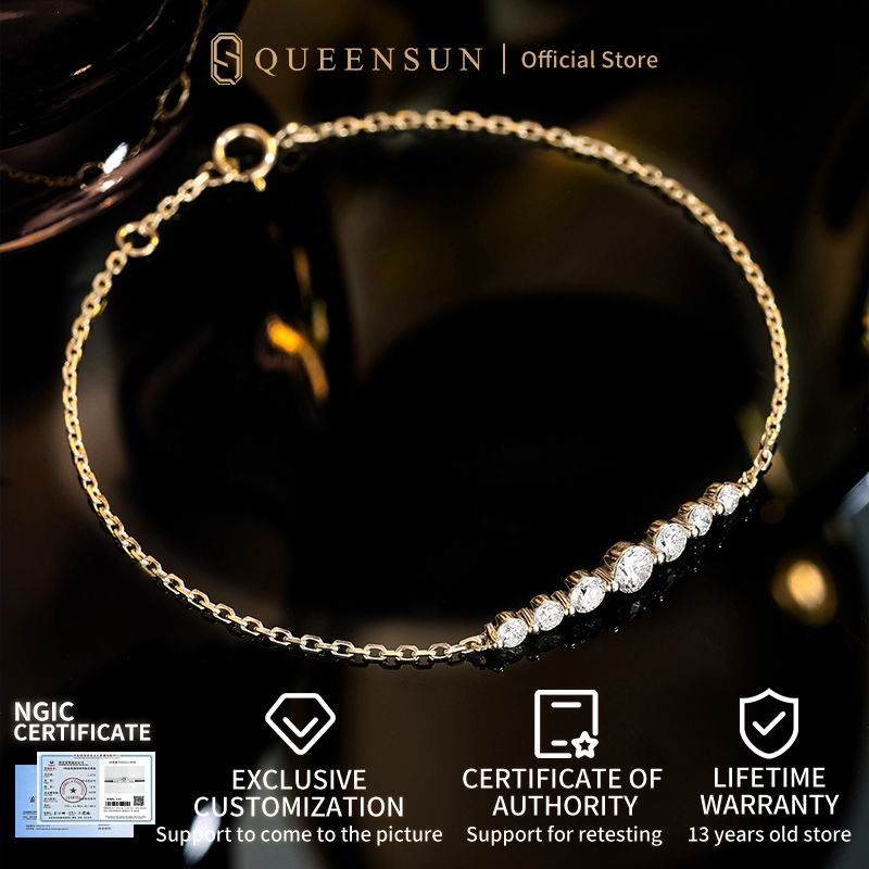 Queensun 18kgold bracelet lab diamond smile bracelet for girls, Japanese style small fresh diamond layered bracelet, real diamond jewelry  Light luxury，定制钻石手链Bracelet  diamond bracelet