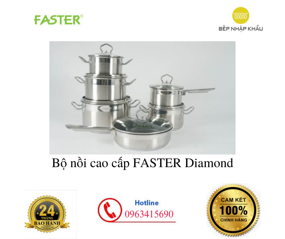 Bộ nồi cao cấp FASTER Diamond, 6 món siêu tiện lợi và đầy đủ cho nhà bếp hiện đại