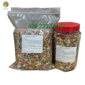 Cốm màu dạng hạt dài dùng trang trí bánh