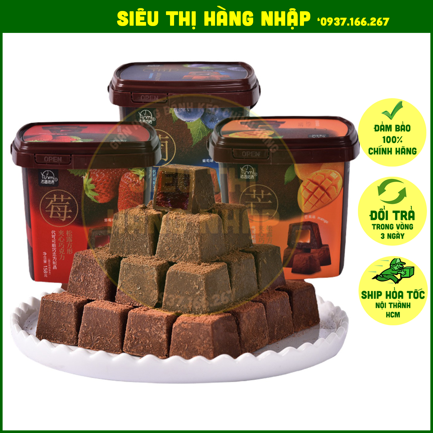 Xô socola đen nhân trái cây Truffle Fasi Miyu 158g