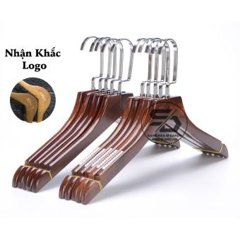 Móc Gỗ Treo Quần Áo Gỗ Nâu Cao Cấp (Bộ 10 móc)