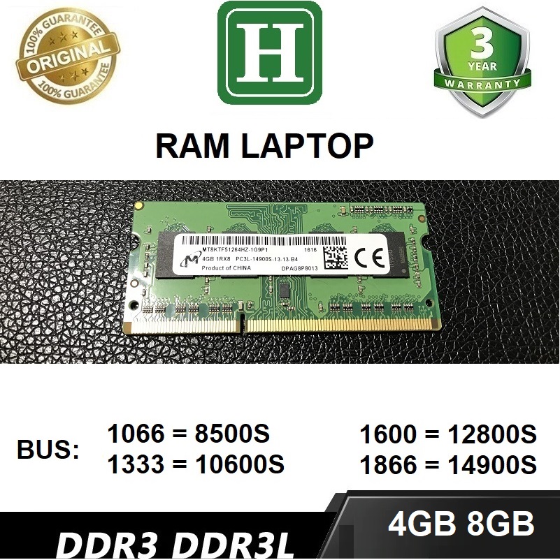 [HCM]Ram Laptop 4gb DDR3L (PC3L) bus 1866 /14900S tháo máy chính hãng bảo hành 3 năm