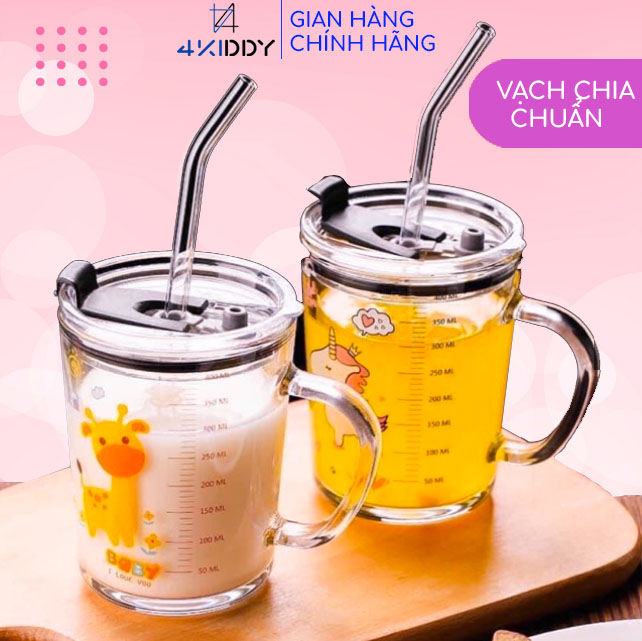 Ly pha sữa chia vạch chuẩn, cốc pha sữa cho bé có nắp kín không đổ sữa tiện dụng 4kiddy
