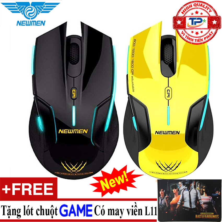 Chuột máy tính không dây chuyên Game Newmen E500 + / E500 mẫu mới nhất - Tặng miếng lót chuột game L11.