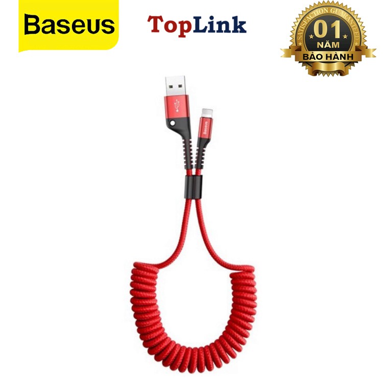 Cáp Sạc Lightning Dây Xoắn Đàn Hồi Baseus Fish Eye Spring Data Dùng Cho Iphone / Ipad - TopLink