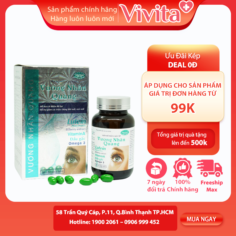 Viên Uống Vương Nhãn Quang | Hỗ Trợ Tăng Cường Thị Lực | Hộp 30 Viên