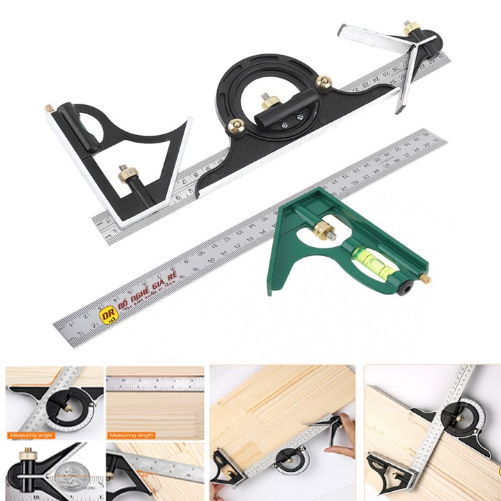 Thước Đo Góc 180 Độ Đa Năng Thước Vuông Góc Di Chuyển Ke Góc Vuông 45 90 Độ Bằng Hợp Kim Nhôm Dài 30cm Hàng Đài Loan