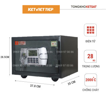 Két Sắt Mini Khách Sạn Chống Cháy Việt Tiệp Khóa Điện Tử K48-DT Để Tủ Quần Áo Nặng 28KG Bảo Mật 2 Lớp Cao Cấp Có Thể Tự Cài Đặt Mật Mã Và Có Báo Động