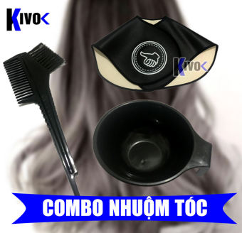 Bộ Dụng Cụ Nhuộm Tóc Tẩy Tóc Tại Nhà - Lược Nhuộm Tóc + Chén Nhuộm + Áo Choàng Nhuộm Tóc Cắt Tóc - Kivo