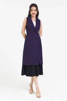 Áo Khoác Lamer Nữa Gile Dáng Dài Cổ Bẻ L65O20T003