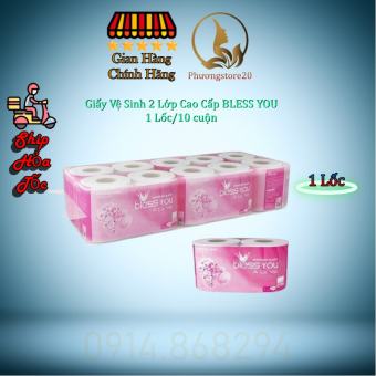 Giấy Vệ Sinh Bless You 2 Lớp, Lốc 10 Cuộn Hồng (HCM)