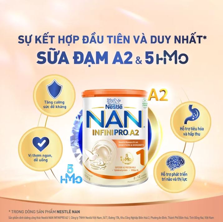 Nestlé NAN INFINIPRO A2 1 - Sữa bột cho trẻ từ 0-12 tháng tuổi hộp 800g