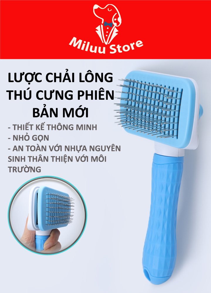 Lược chải lông cho chó mèo, lược chải cho lông thú cưng 2 đầu chải vuông & ô van