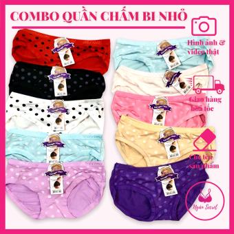 Combo 10 quần lót nữ chấm bi cotton dễ thương, 35kg - 50kg
