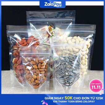 TÚI ZIP TRONG ĐÁY ĐỨNG (ZIPPER) - đựng khô gà cơm cháy - 1kg - BAO BÌ KHẢ ANH