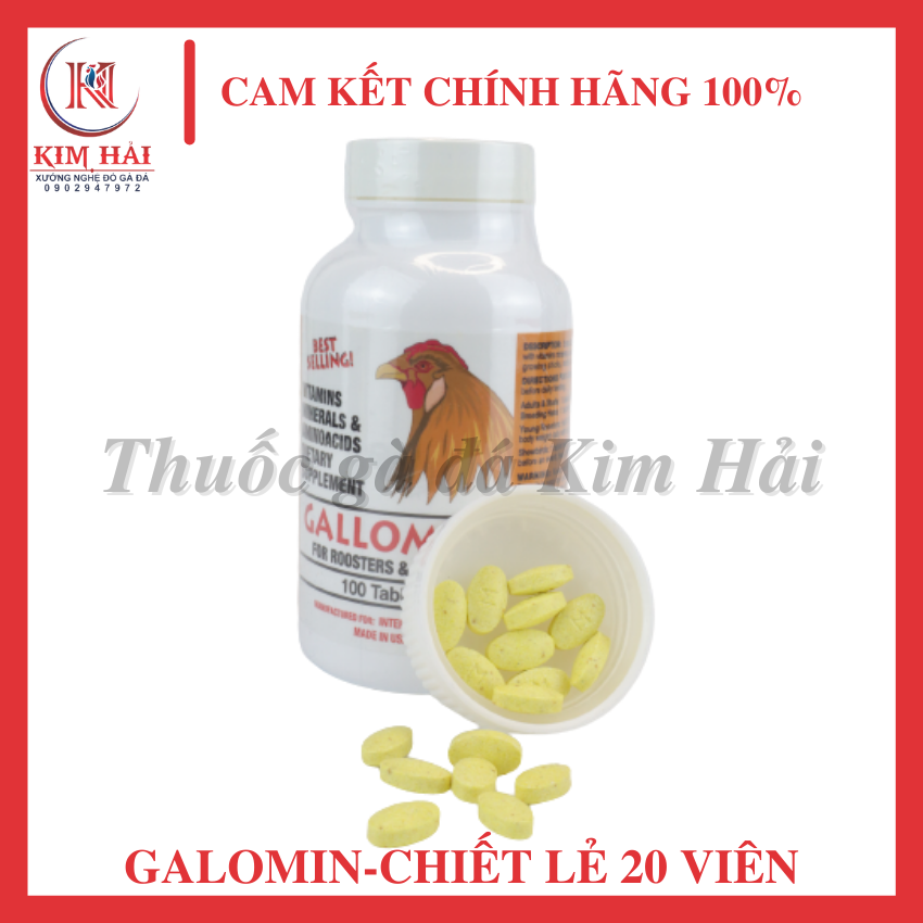 Galomin-Hàng InTerfama Mỹ [chiết lẻ 20 viên] thuốc nuôi gà đá tăng cơ lên nước máu hiệu quả và ưa chuộng nhất hiện nay,thuốc nuôi gà đá cựa.