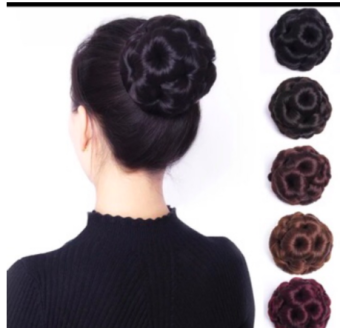 Búi hoa tóc giả kẹp xước cao cấp cho quý bà - MÀU ĐEN và hạt dẻ - màu bạc