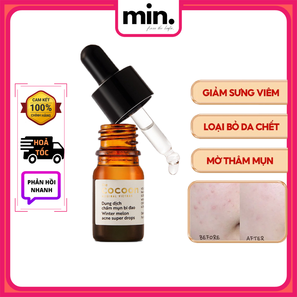 Dung dịch chấm mụn bí đao cocoon sạch mụn & ngăn ngừa mụn 5ml winter melon acne super drops _ cocoon chính hãng