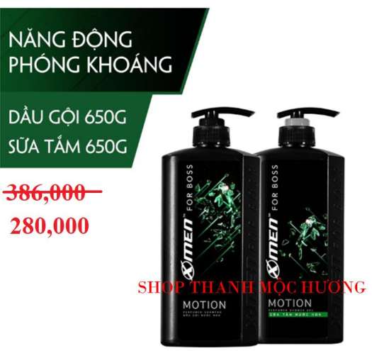 Combo 4 món Nước hoa XMen for Boss Motion/Intense/Luxury 49ml + Dầu gội và Sữa tắm nước hoa XMen for Boss 650g + Xịt khử mùi XMen for Boss 150ml