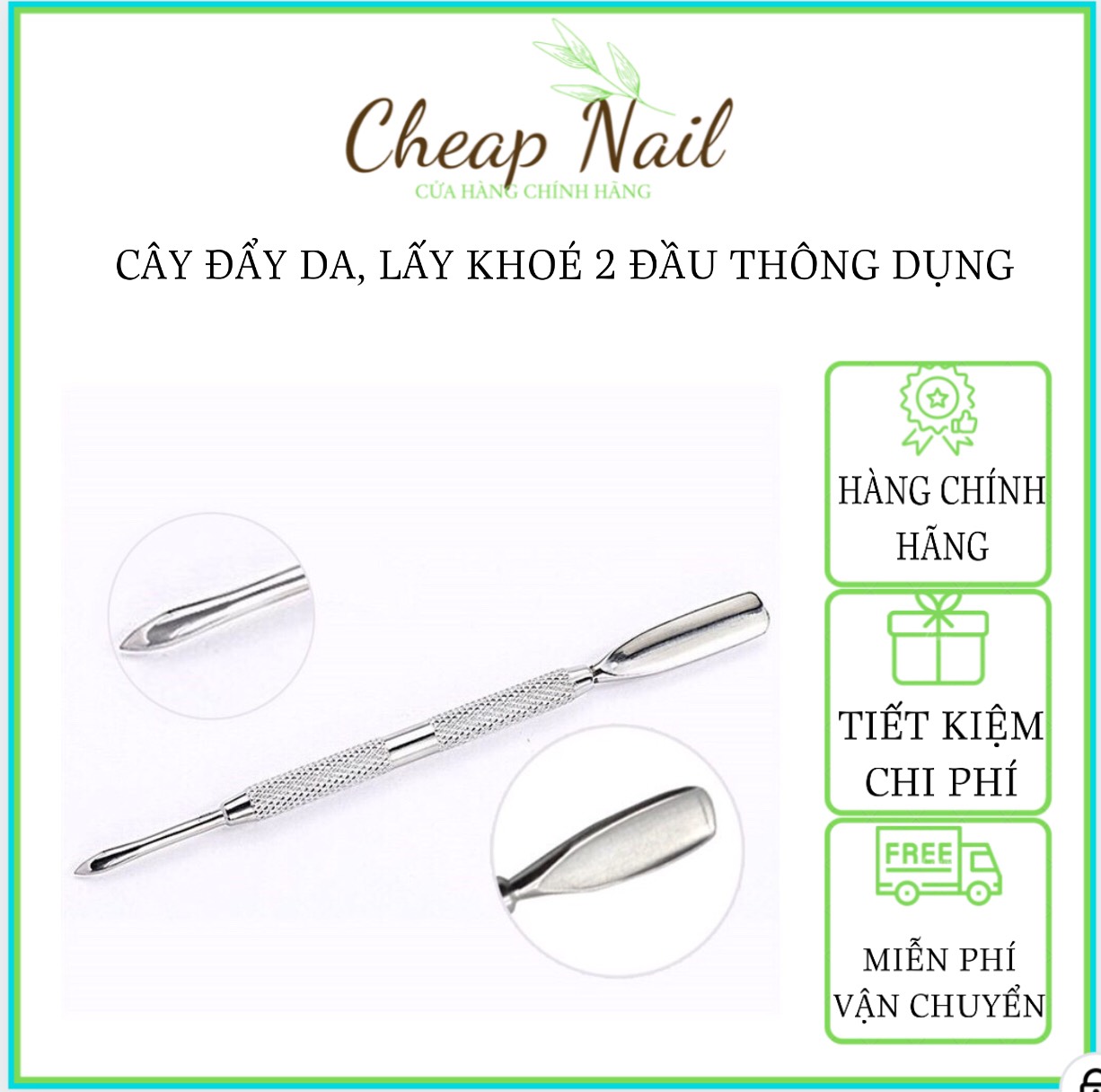 Sủi da inox, cây đẩy da lấy khóe làm sạch móng - Cheap Nail