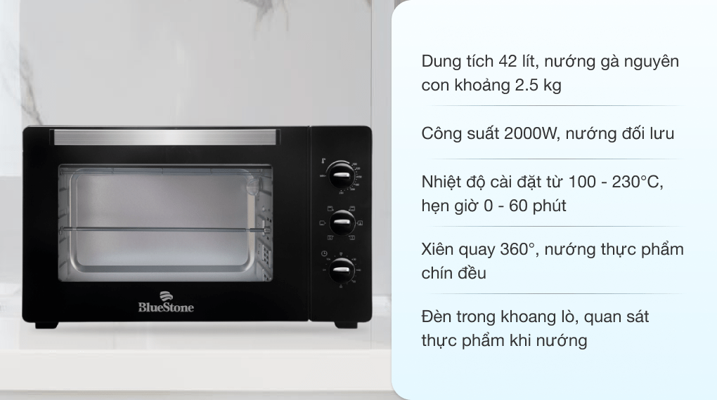 Lò nướng bluestone eob-7588 42 lít