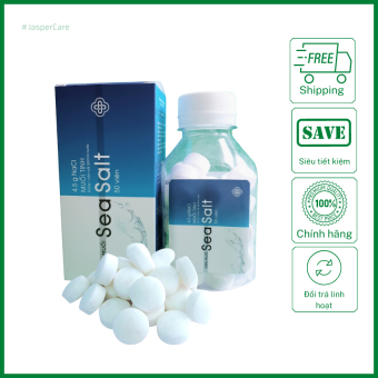Viên Muối Tinh SEASALT NaCl 0,9%, Viên Muối Sinh Lý Tự Pha Dung Dịch Nước Muối Dễ Dàng, Súc Miệng Hàng Ngày – Lọ 50 Viên