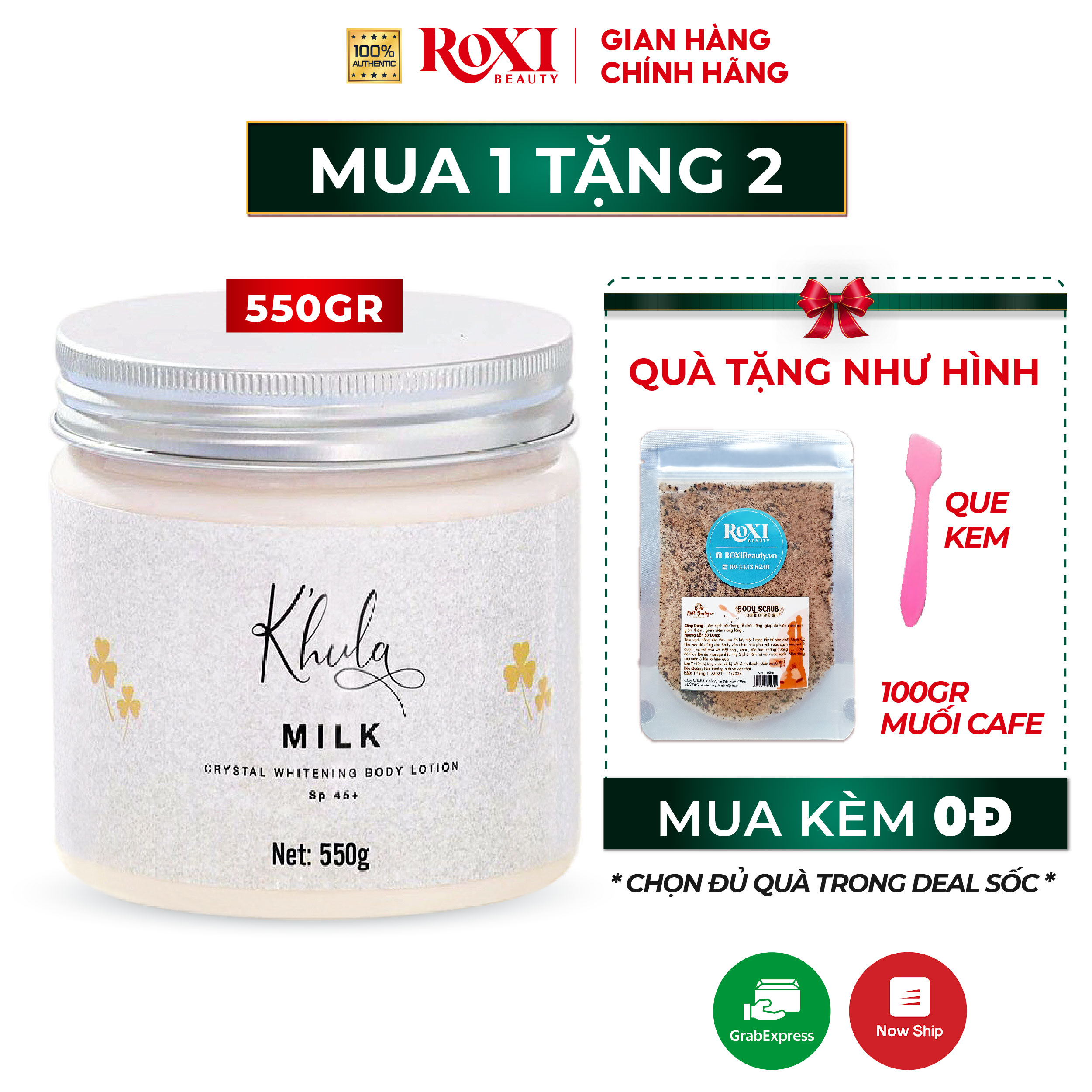 [HỘP 550GR] Kem body siêu trắng Body Milk K'hula dòng kem body cao cấp dưỡng trắng da toàn thân