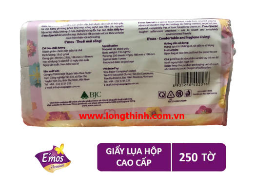 Khăn giấy lụa Emos E'mos Special 250 tờ (túi mềm)