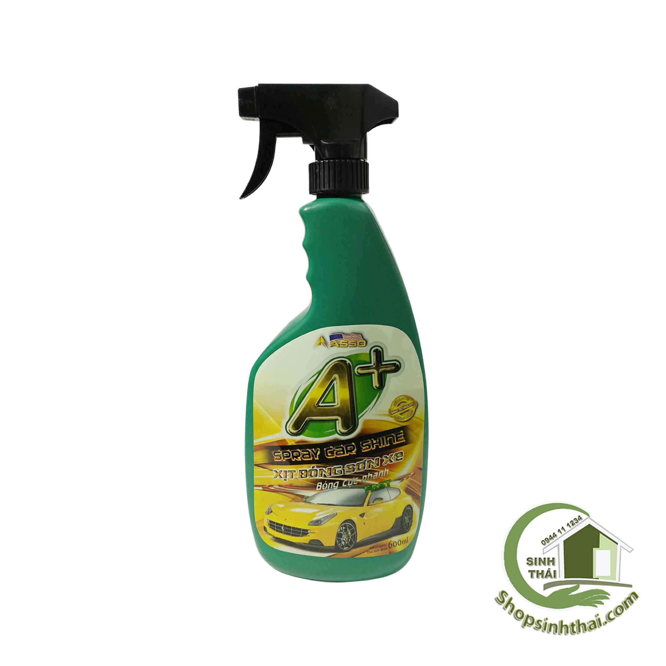 Chai xịt phủ bóng sơn xe asso 600ml - bóng cực nhanh