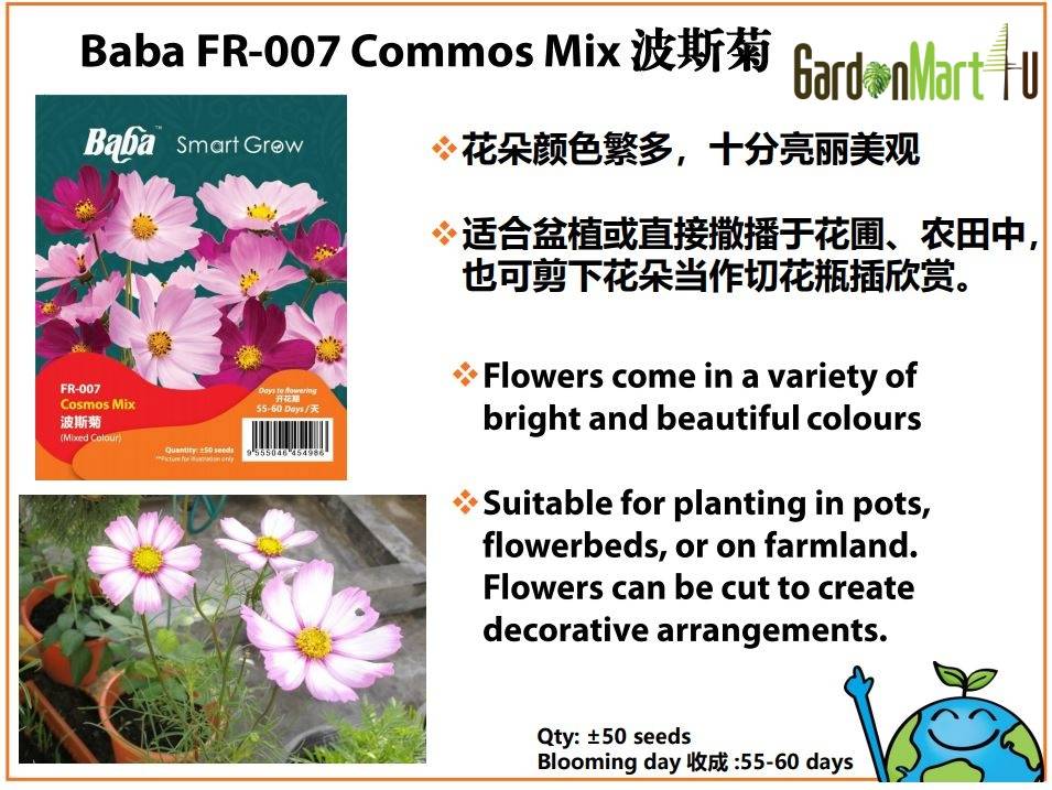Baba Fr 007 Cosmos Mix Flower Seeds Lazada Singapore