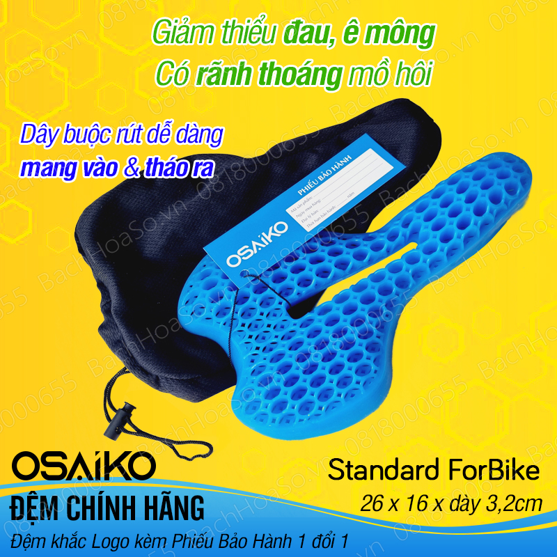 Đệm Silicone lót yên xe đạp OSAIKO - Bọc yên xe đạp Gel Silicone êm mông, chống đau mông, chống đau lưng, cột sống, thoáng khí giao ngẫu nhiên