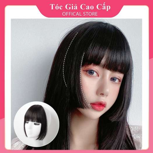 Tóc mái giả nữ đẹp dày, có bát 2 bên kiểu nhật bản, sợi tơ, PH001