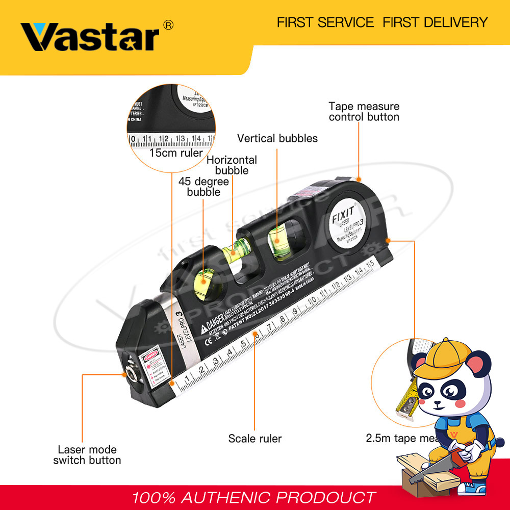 Vastar Thước Đo Laser Đa Năng Laser Dòng 8ft + Thước Đo Thước Đo Điều Chỉnh Tiêu Chuẩn Và Thước Đo (Chỉ Có 1 Cấp Độ Laser)