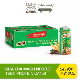 Thùng 24 hộp Sữa Milo lúa mạch Nestle Teen Protein Canxi (24x210ml)
