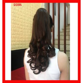 Tóc giả nữ dạng kẹp dài ngang vai đẹp, đuôi tóc xoăn giả ngắn dạng kẹp ngoạm 45cm