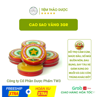 Cao Sao Vàng Cao Xoa Nhức Đầu - Sổ Mũi – Côn Trùng Đốt 3g/hộp (Dầu cù là)
