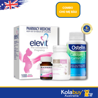 Combo cho mẹ bầu- Bộ tứ bầu Úc - Sắt Blackmore, Canxi Ostelin, Dha Bio Island, Elevit bầu