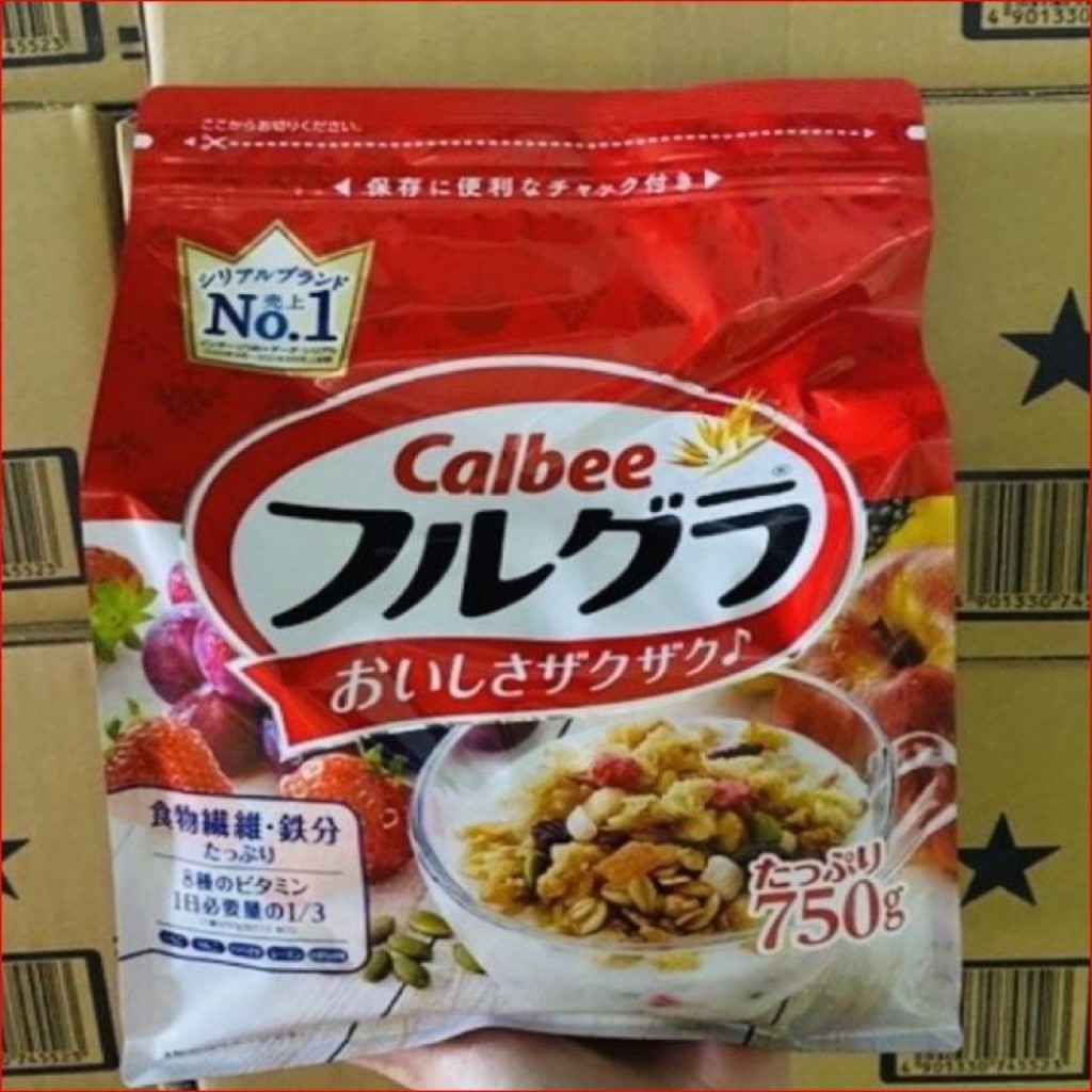 [HCM]Ngũ cốc trái cây Calbee - gói đỏ 750g